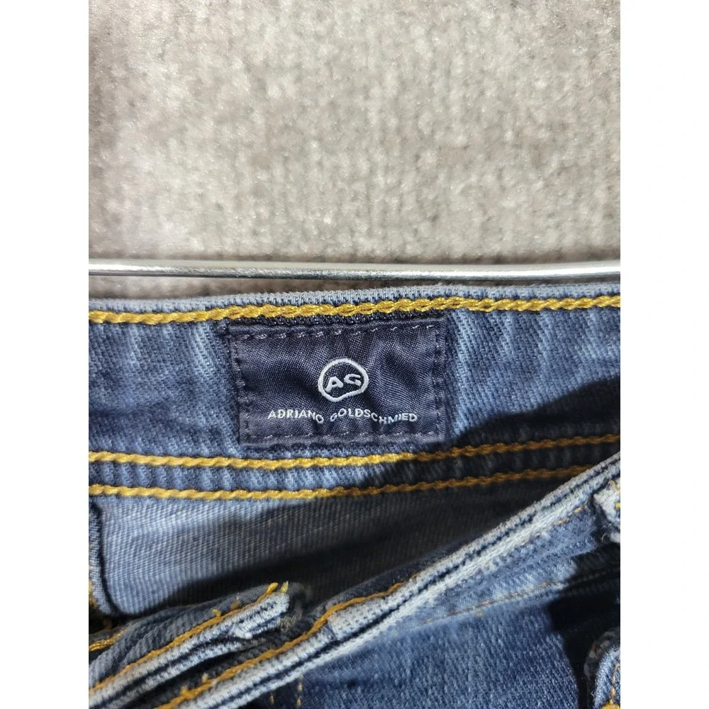 Adriano Goldschmied Slim Straight Jeans Mens Size 32x32 Blue Stretch Distressing